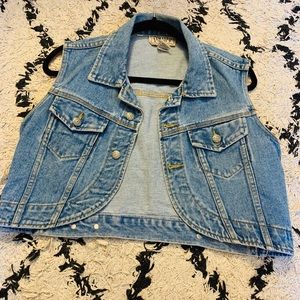 Cropped jean vest